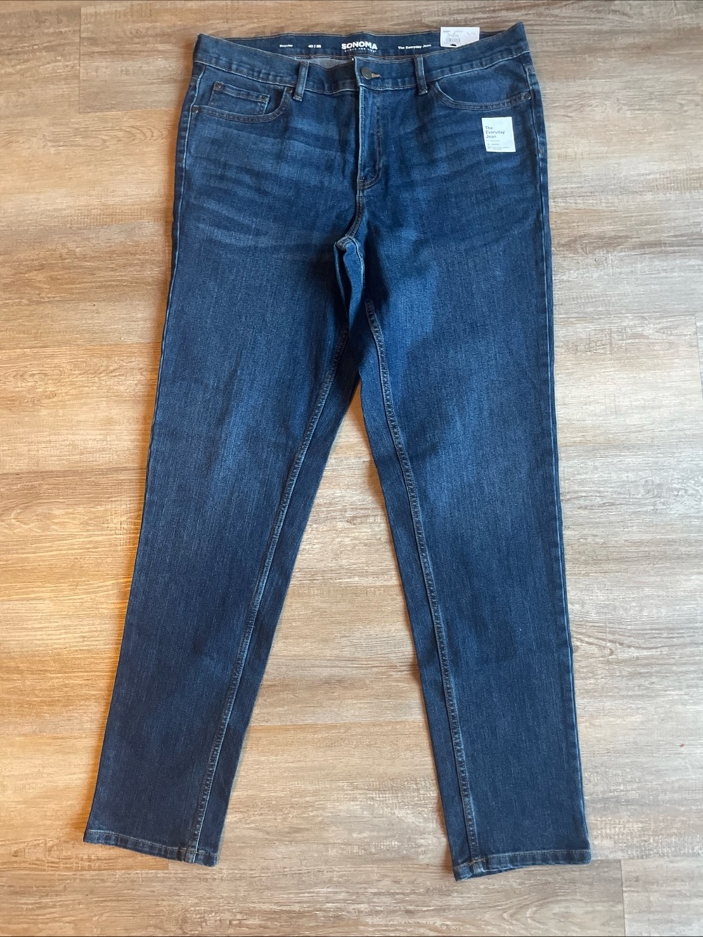 SONOMA, MEN'S NEW BLUE COTTON BL REGULAR STRAIGHT LEG JEANS, SIZE 40/36